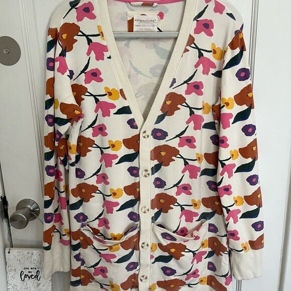 Evy’s Tree “The Vivie” Cardigan Bright Floral Cream Size Large - Picture 1 of 9